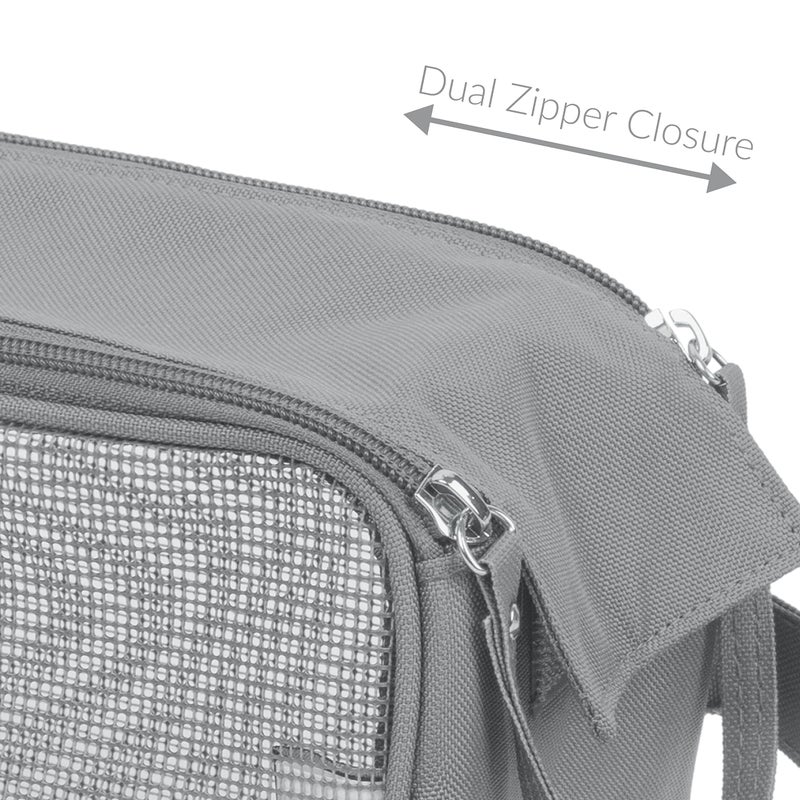 Simplify Hanging Mesh Toiletry Bag | Travel Organizer | Perfect for Dorm | Gym | Back to School | Shampoo | Shower Accessories | Grey - Image 3